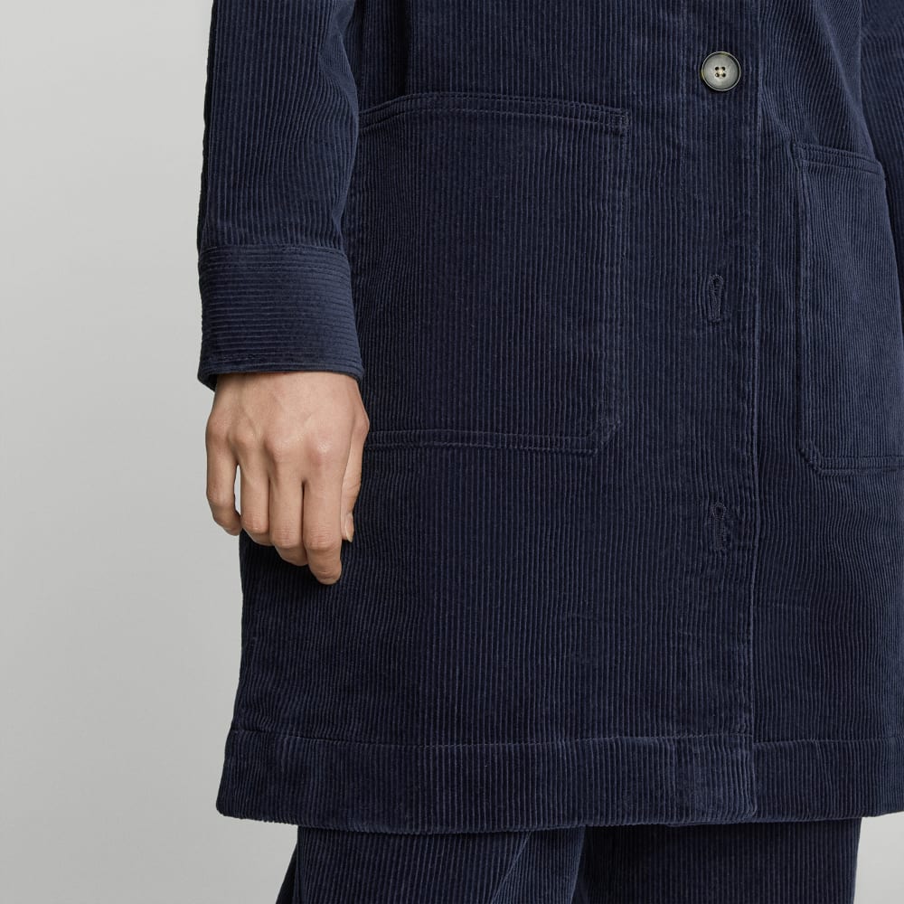 The Corduroy Long Shirt Jacket | Deep Navy