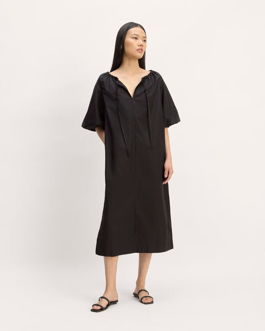 The Supima® Puff-Sleeve Dress | Black