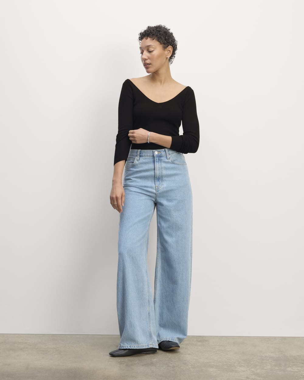 The Off-Shoulder Top in Ultrasoft Merino | Black