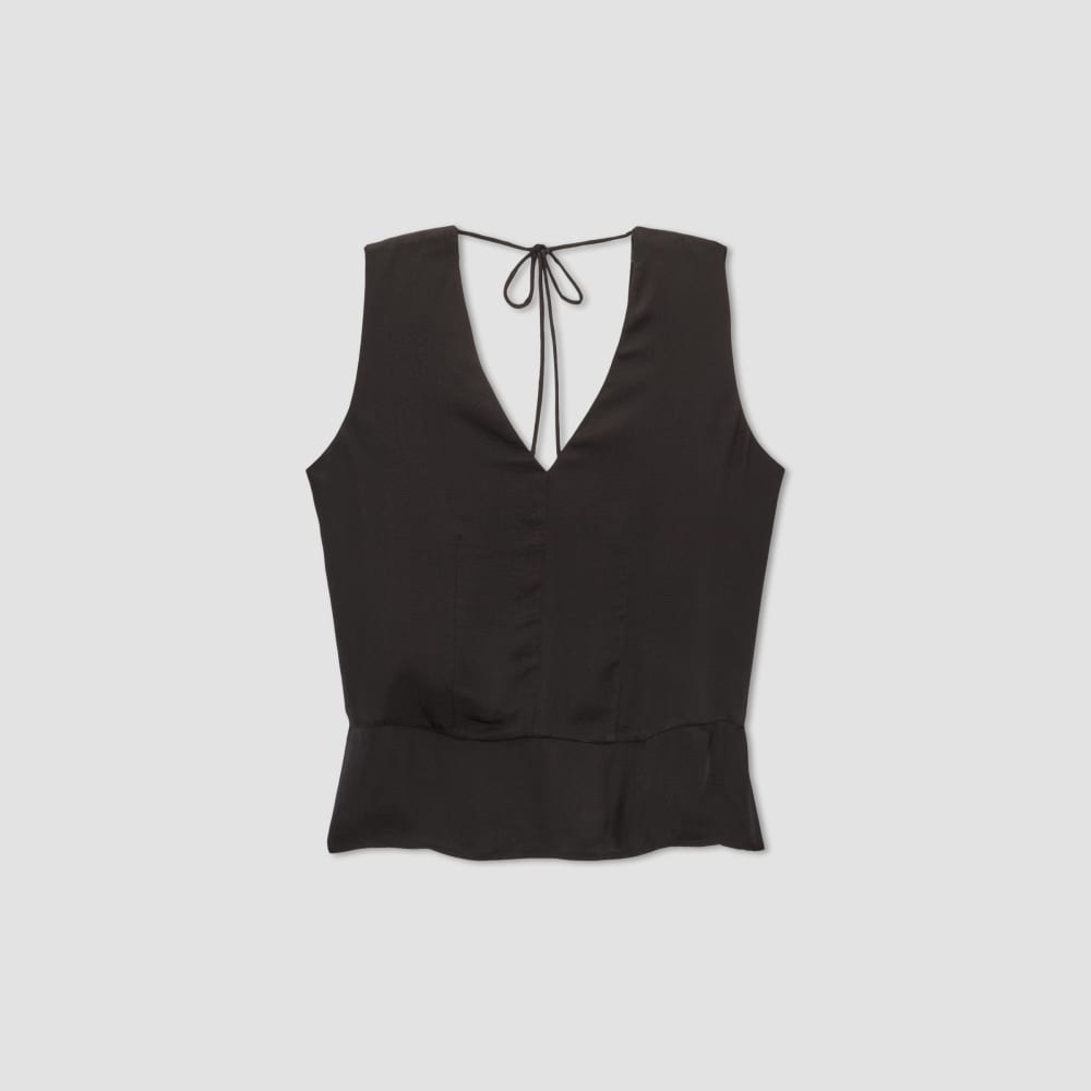 The Satin V-Neck Top | Black