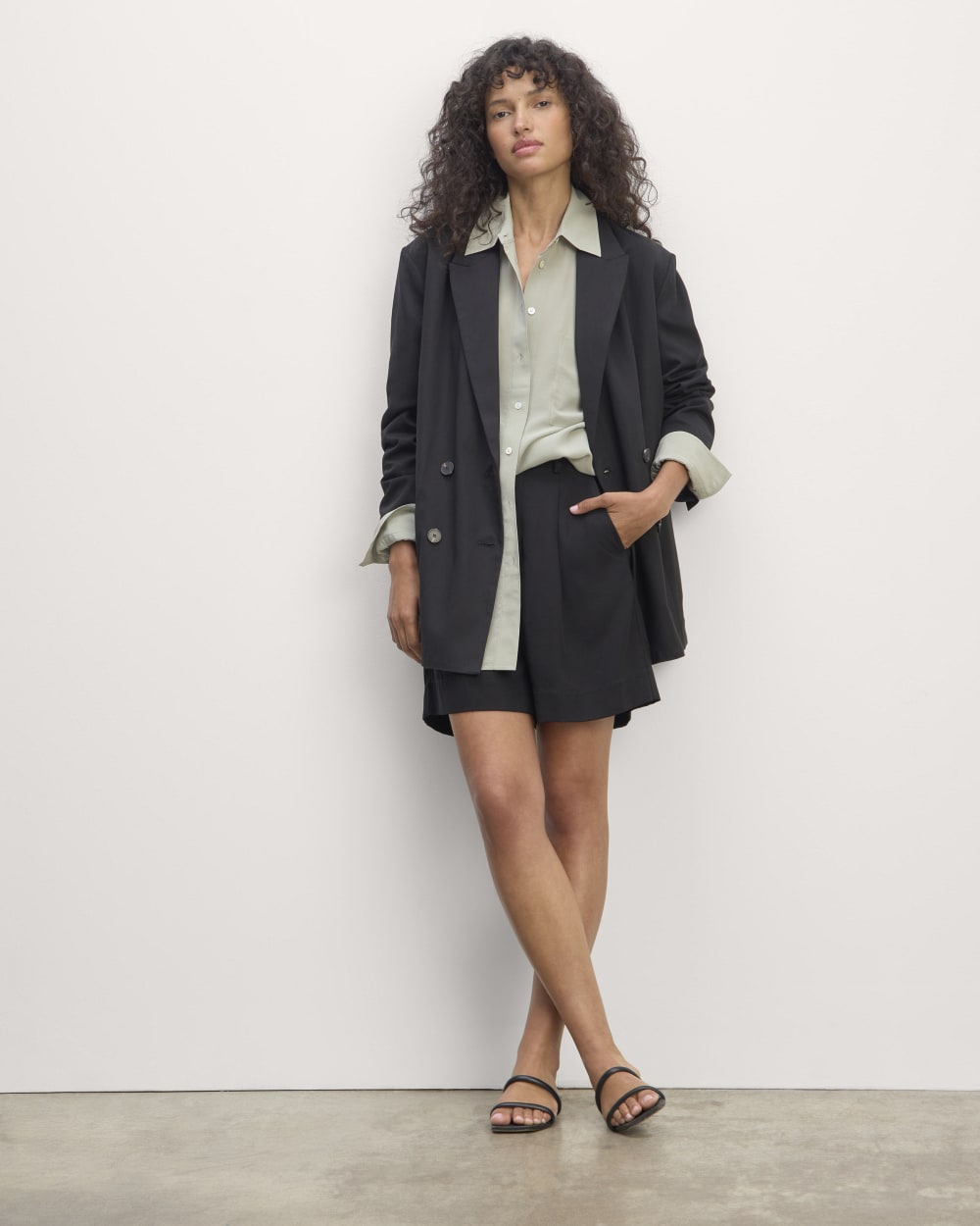 The Boyfriend Shirt in Washable Silk | Seagrass