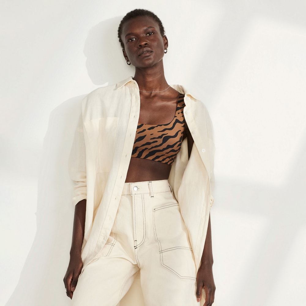 The Square-Neck Bikini Top | Tiger Stripe Toasted Coconut