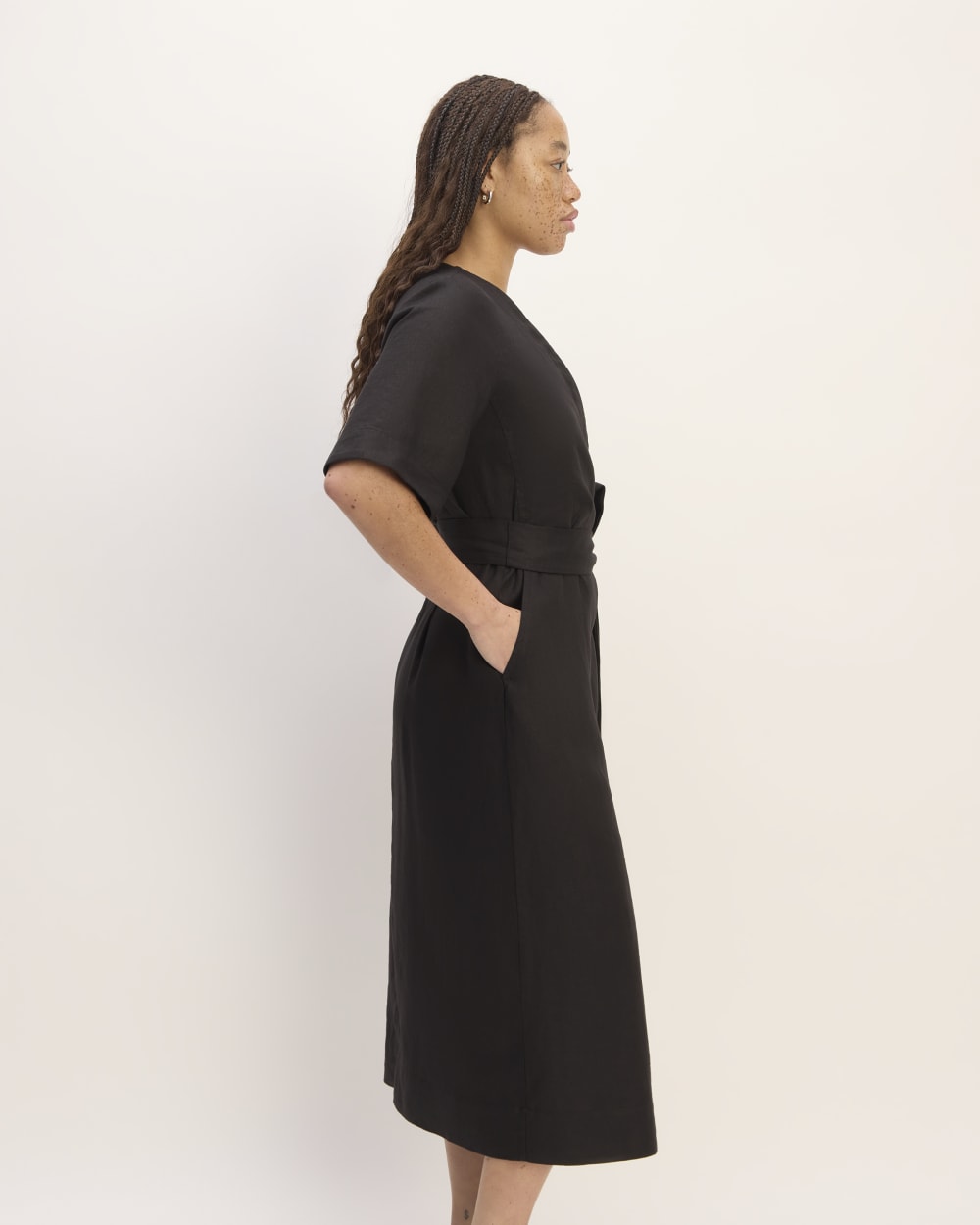 The Wrap Dress in Linen | Black