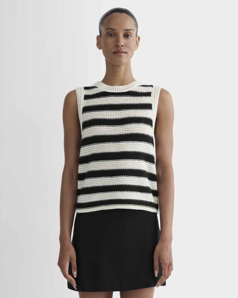 The Organic Cotton Open-Stitch Tank | Canvas / Black