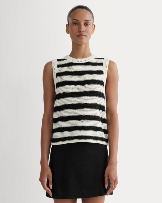 The Organic Cotton Open-Stitch Tank | Canvas / Black