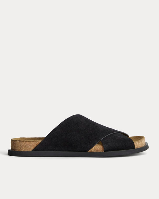 The Suede Crossover Sandal |  Black