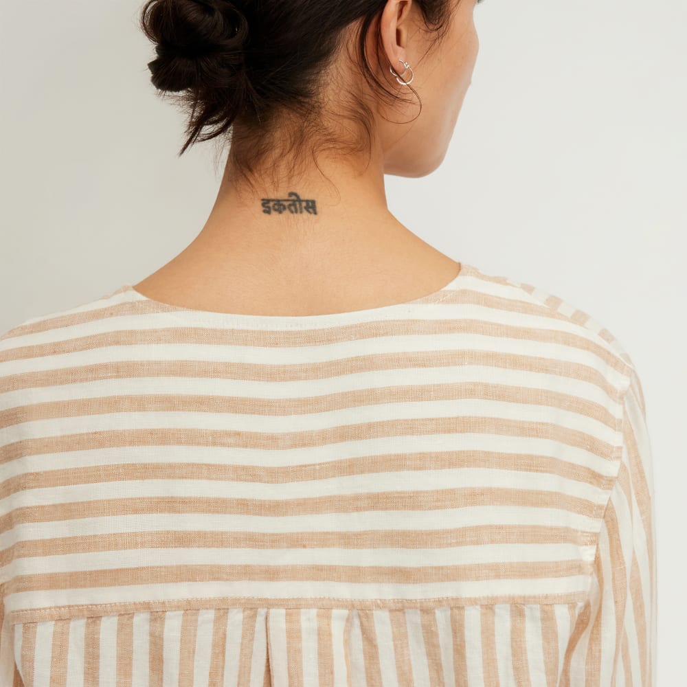 The Linen Popover Shirt | Bone / Caramel