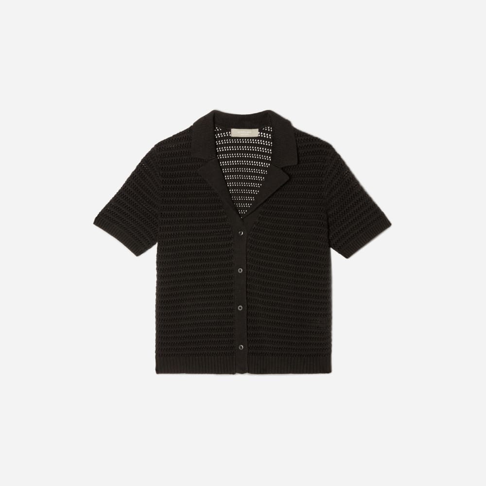 The Crochet Knit Polo | Black