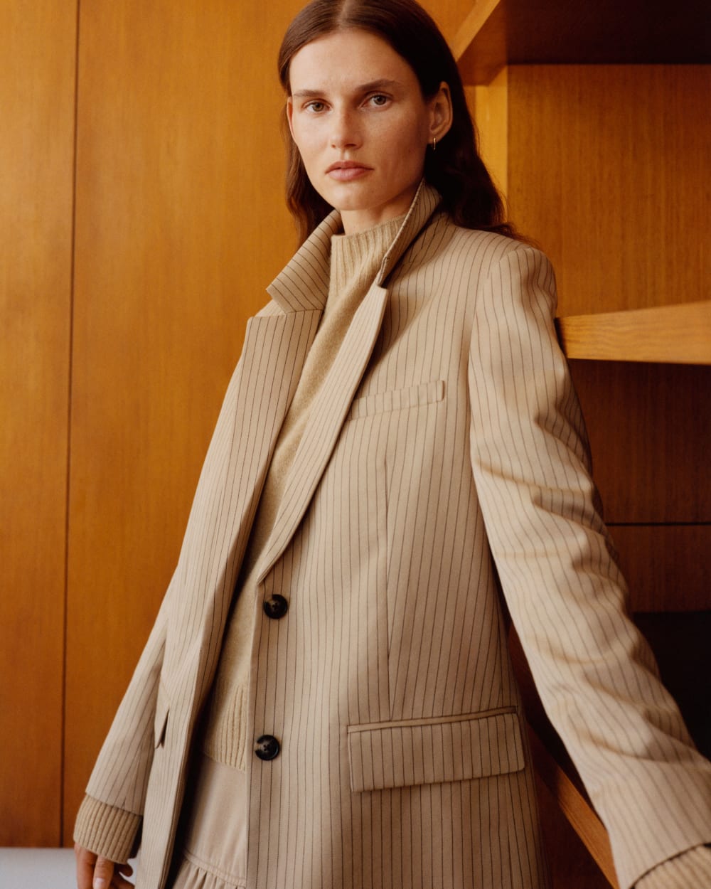 The Oversized Blazer in Buttersmooth | Cornstalk / Black