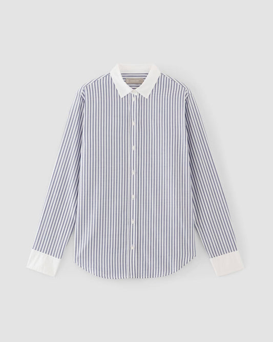 The Must-Have Shirt in Silky Cotton |  Mariner Blue / White Stripe