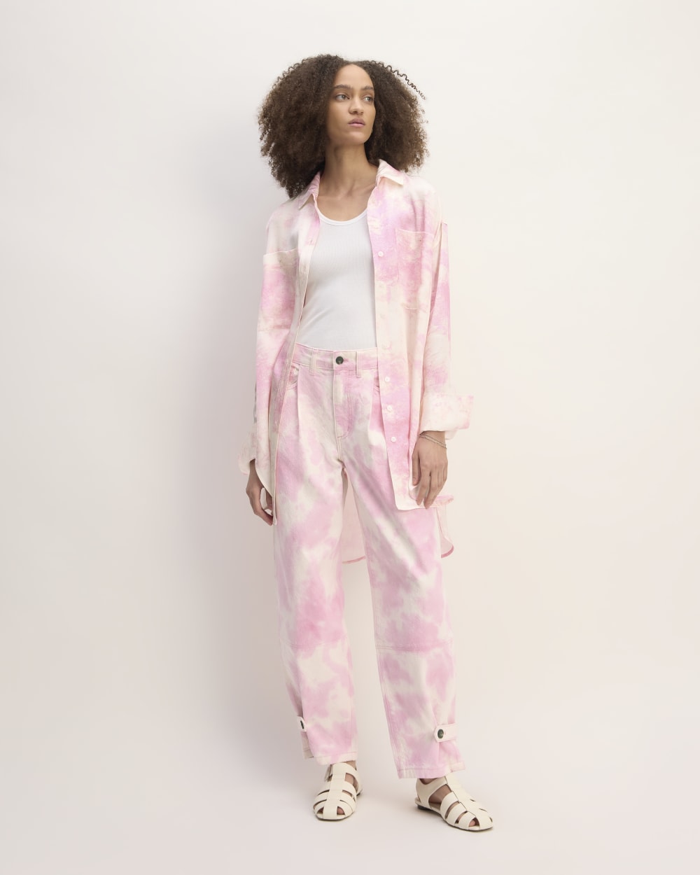 The Everlane x Marques' Almeida Canvas Oversized Barrel Pant | Pink Tie-Dye