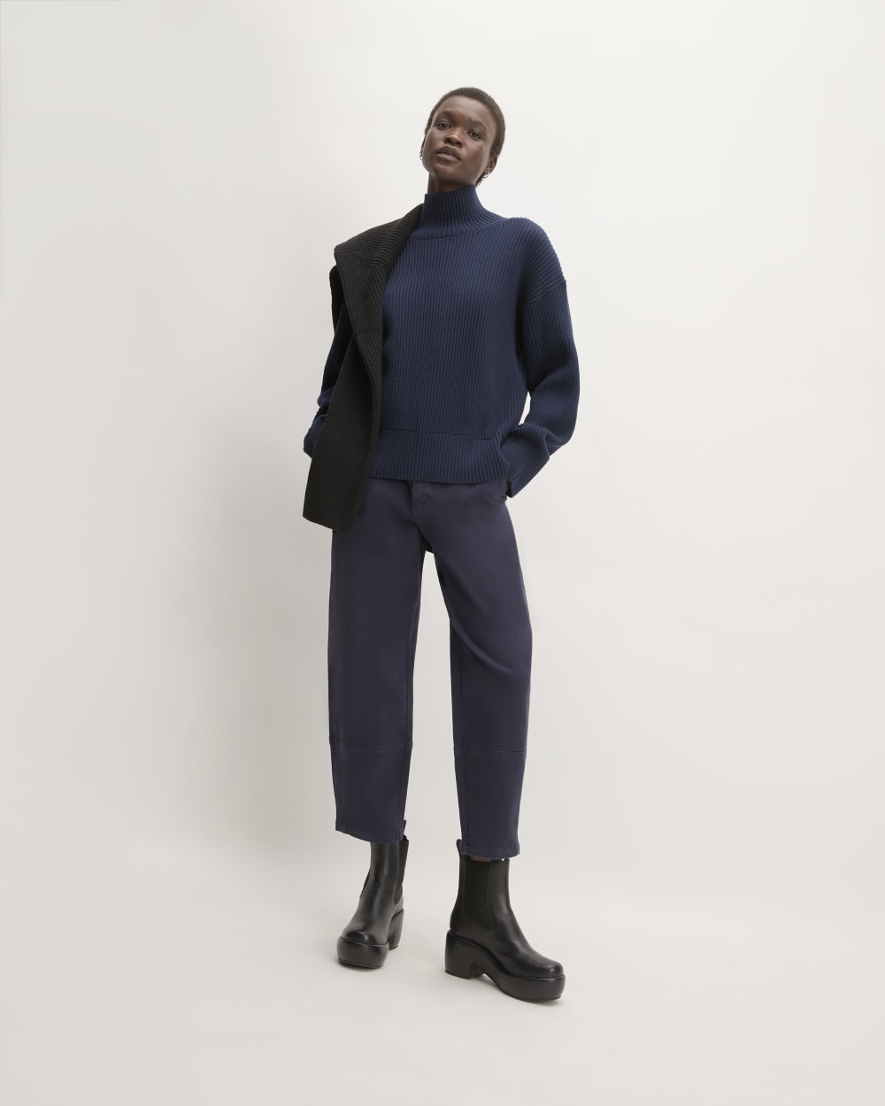 The Organic Cotton Ribbed Turtleneck | Navy
