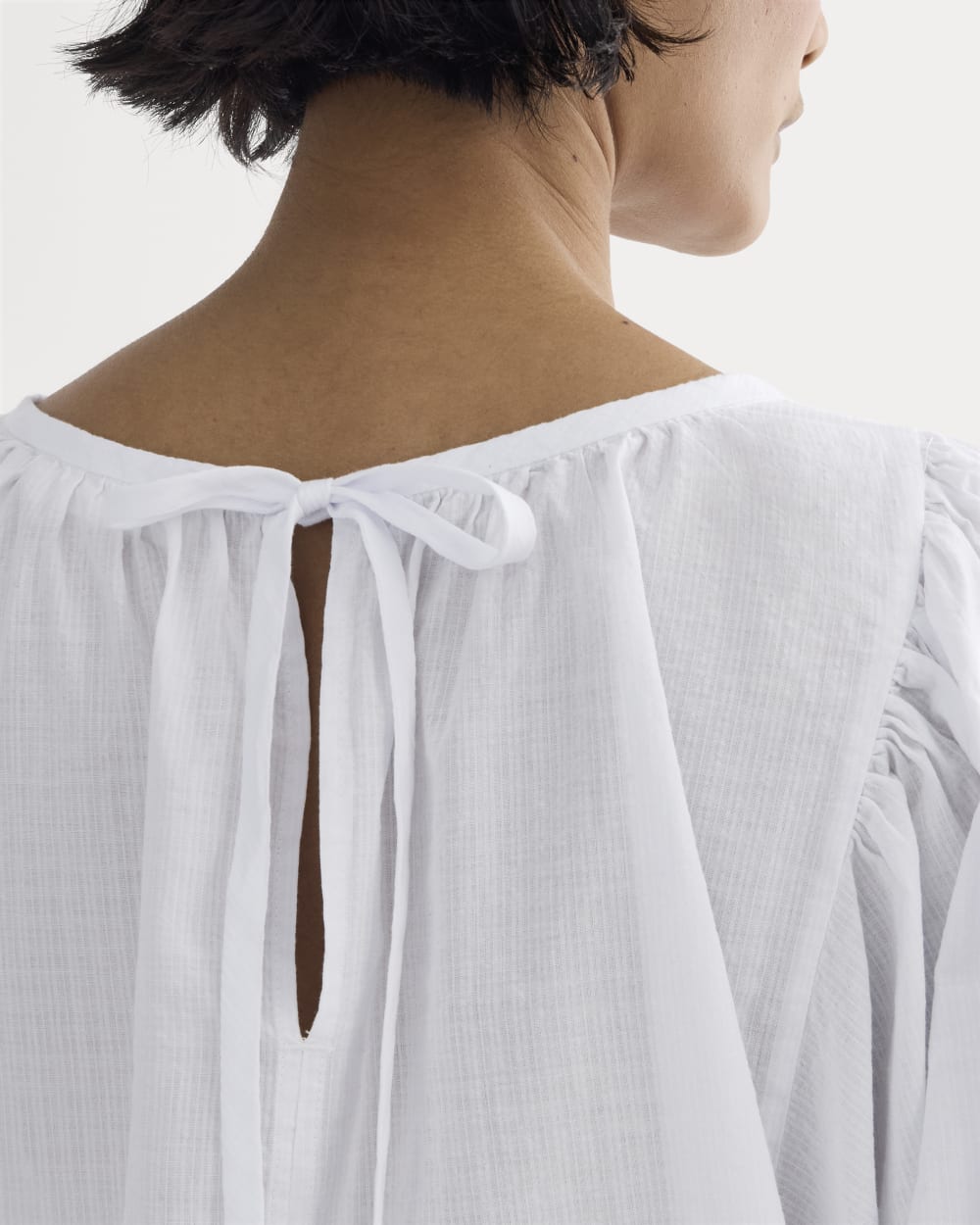 The Gauze Puff-Sleeve Top | White
