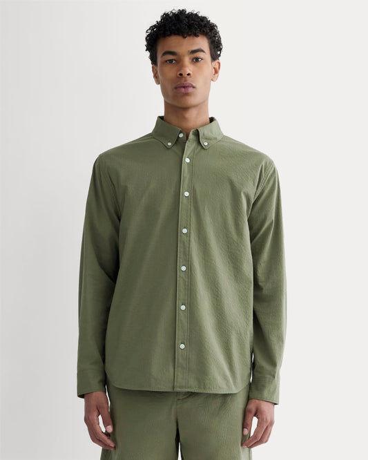 The Seersucker Long-Sleeve Shirt | Lichen Green