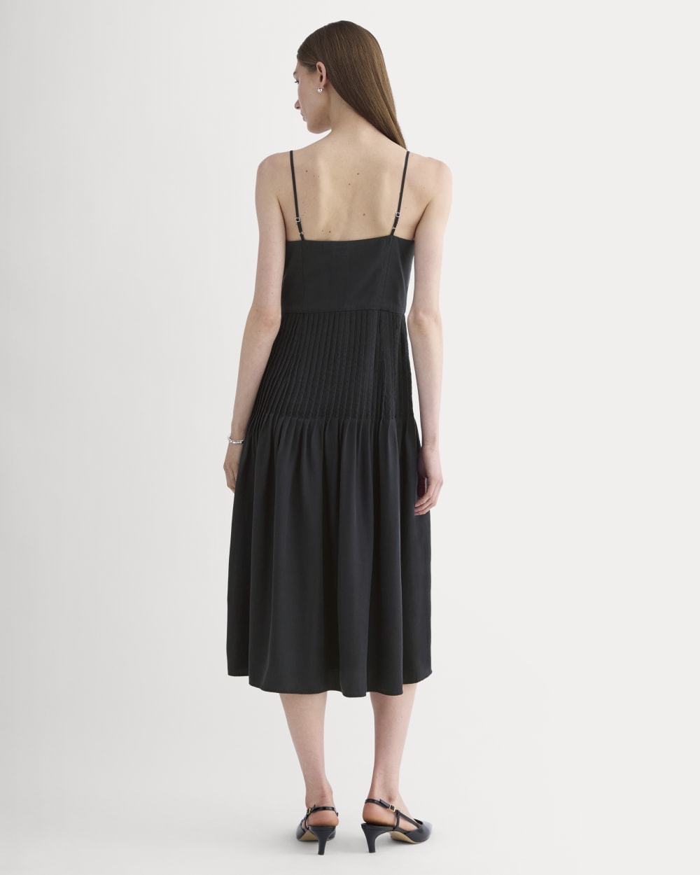 The Pleated Slip Dress in Butterlite | Black