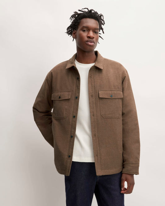The Flannel Filled Shirt Jacket | Heathered Cocoa Brown