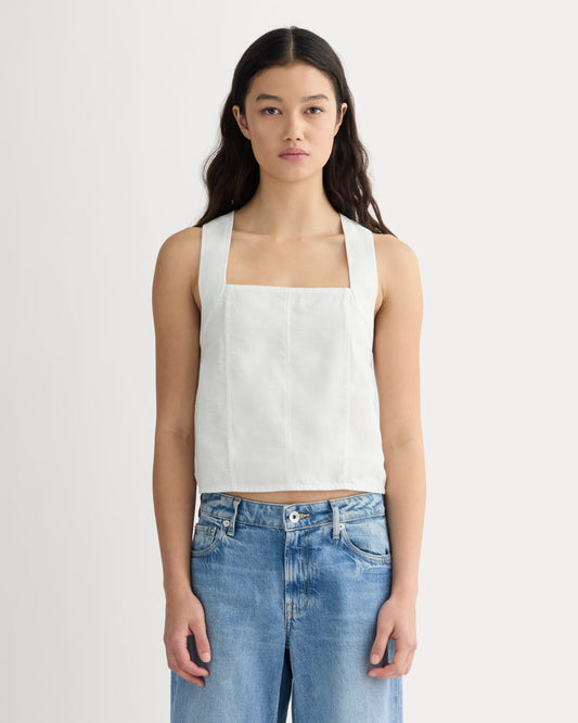 The Crossback Tank in Linen | Natural Chambray