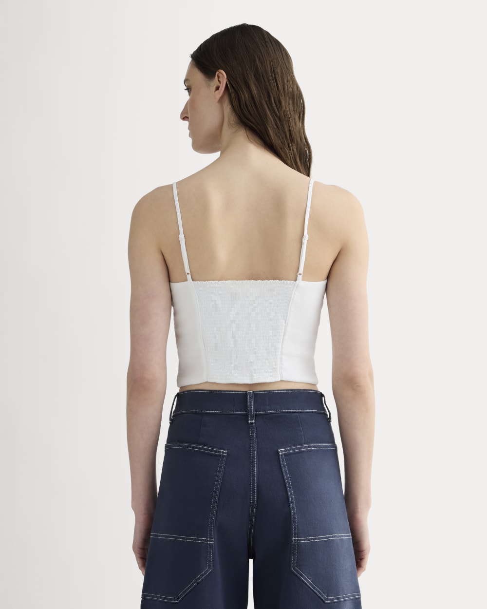 The Seamed Top in Stretch Linen | White