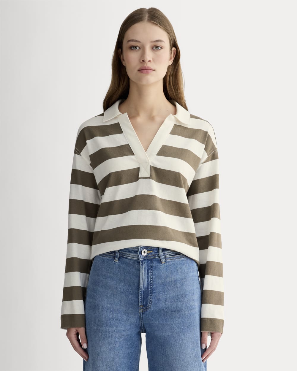 The Mariner Rugby Top | Deep Taupe / Bone