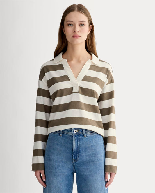 The Mariner Rugby Top | Deep Taupe / Bone