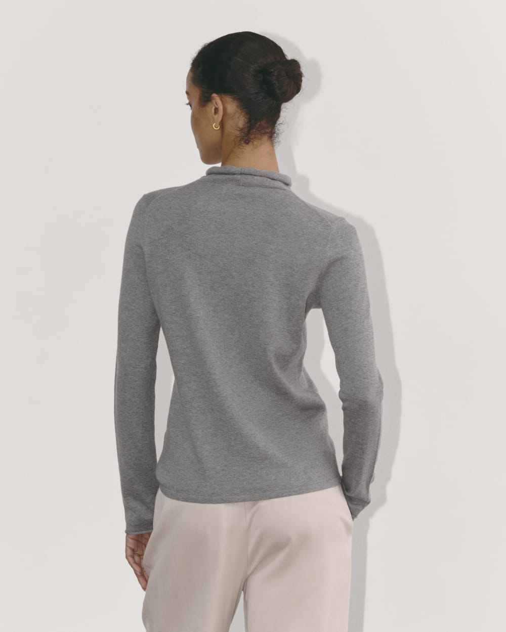 The Funnel Neck in Cotton Cashmere | Heather Charcoal