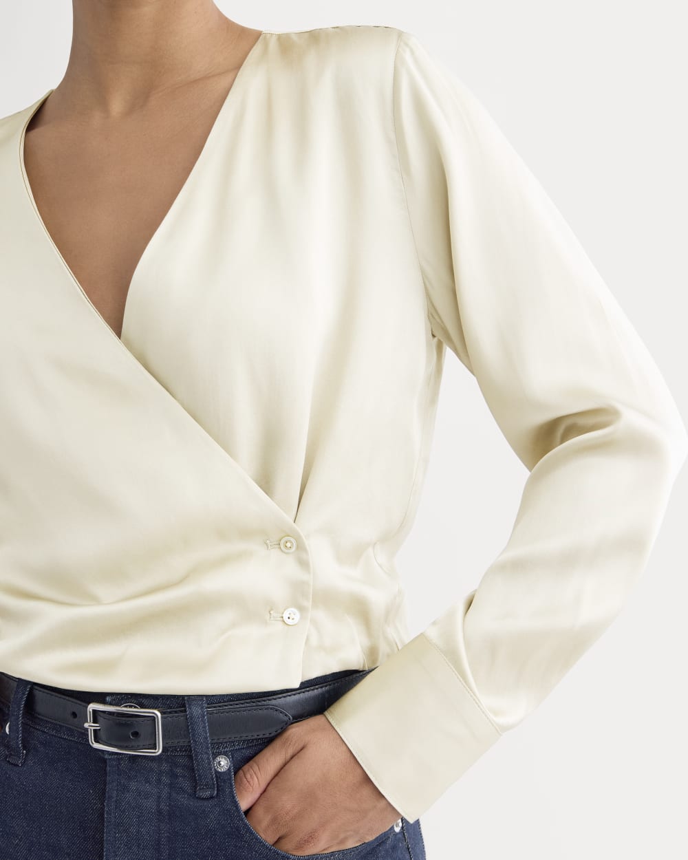 Wrap Top in Silk Charmeuse | Peyote