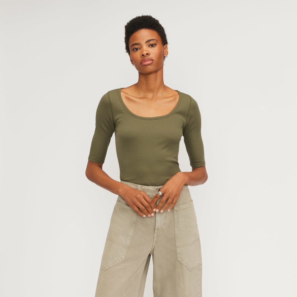 The Luxe Rib Scoop-Neck Tee | Kalamata