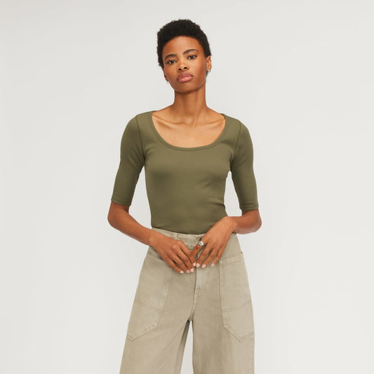 The Luxe Rib Scoop-Neck Tee | Kalamata