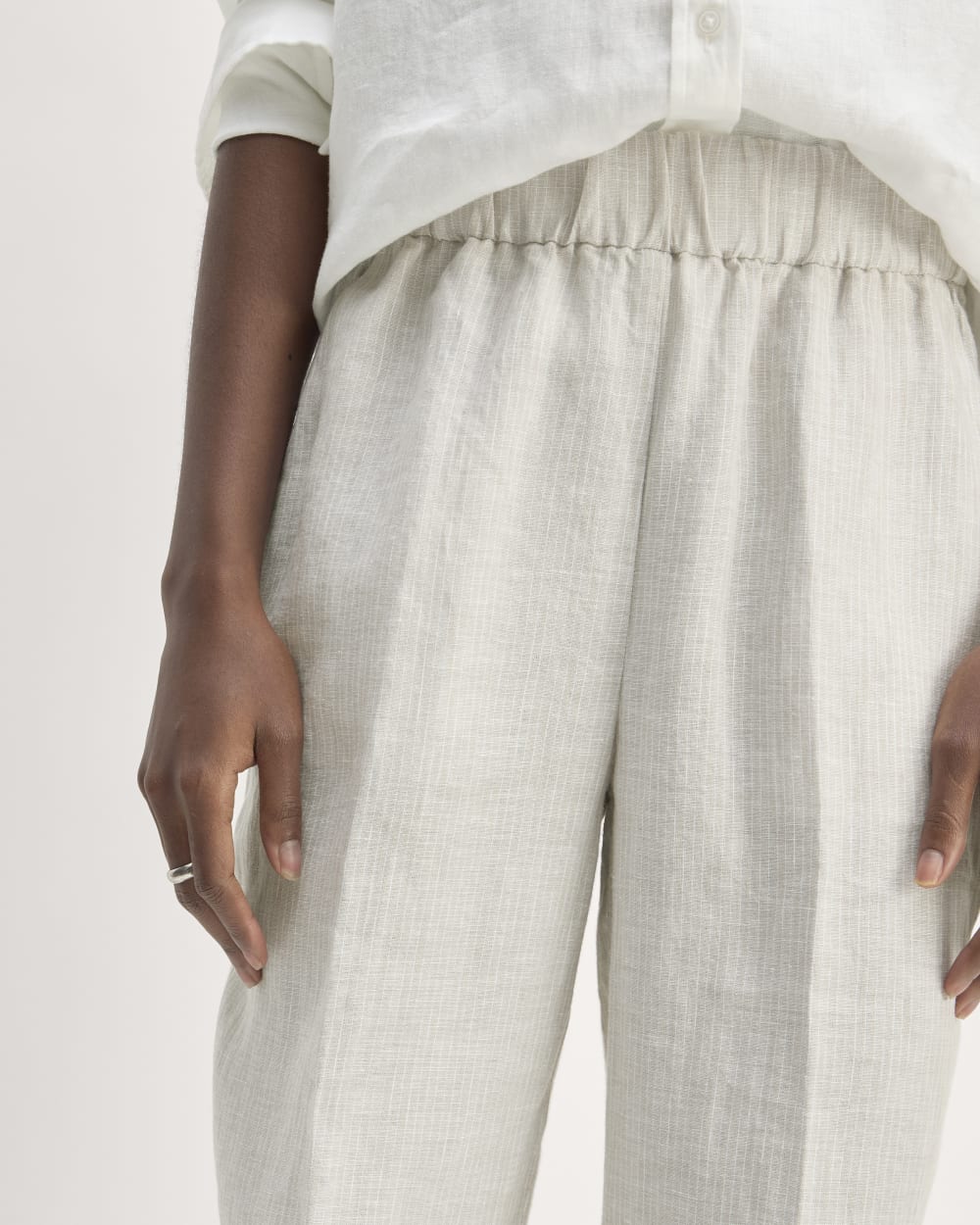 The Linen Easy Pant | Stone / White
