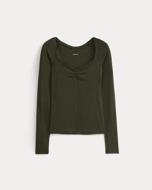 Sweetheart-Neck Top in Butterluxe | Dark Green