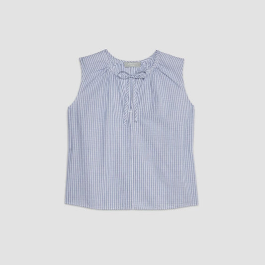 The Gathered Tie-Front Top | Mazarine Blue / Optic White