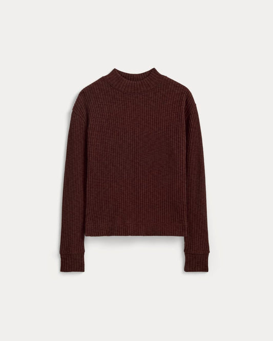The Cozy Rib Funnel-Neck | Dark Mahogany