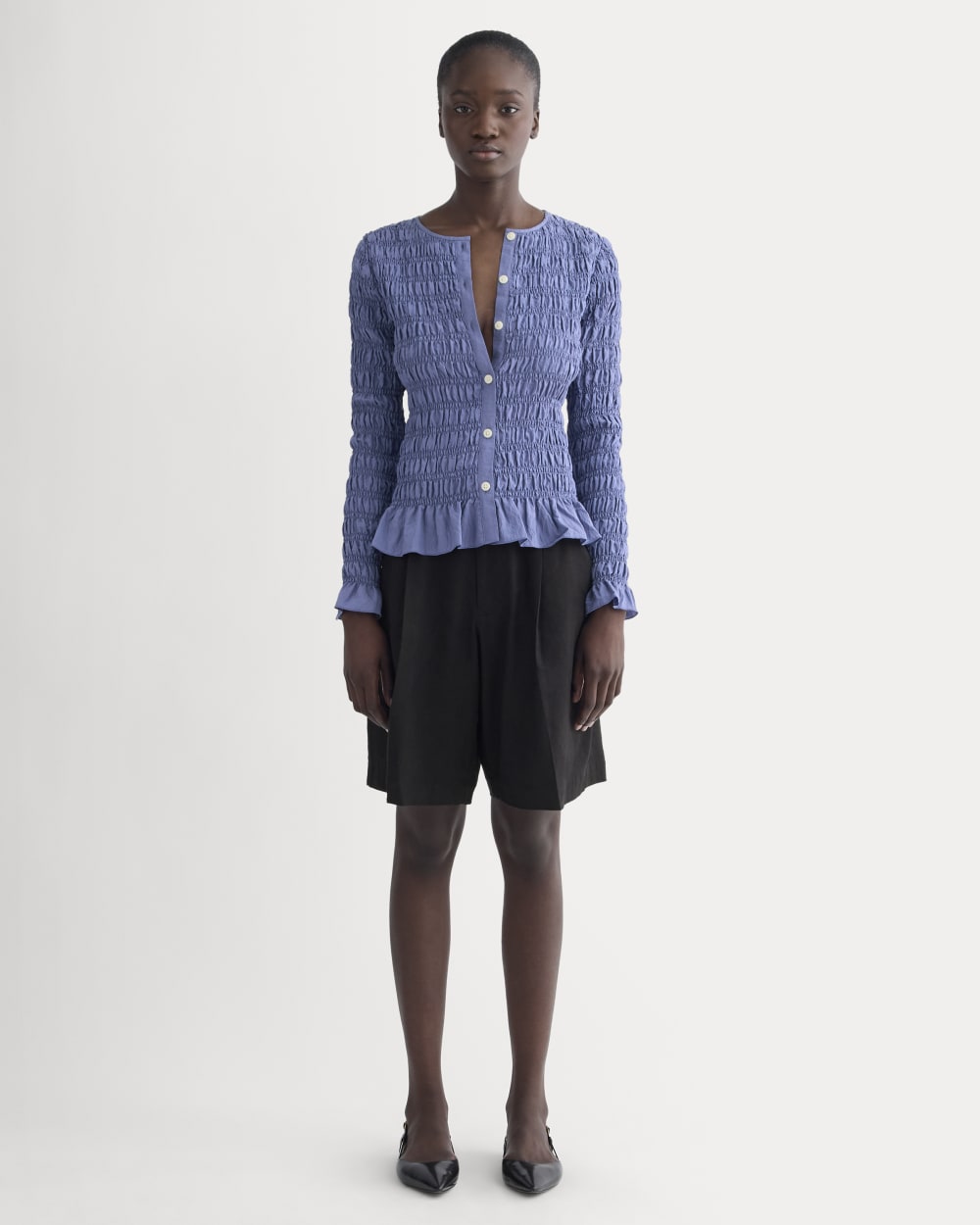 The Smocked Cardigan | Blue Dusk