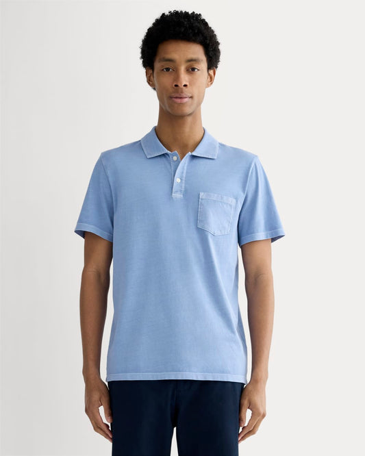 The Essential Organic Garment-Dyed Polo | Granada Sky Blue Garment Dye