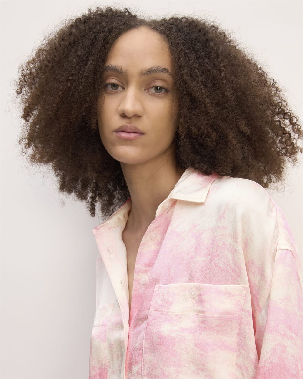 The Everlane x Marques' Almeida Satin Tie-Dye Shirt | Pink Tie-Dye