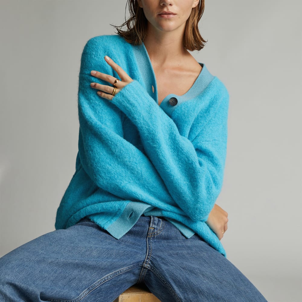 The SuperFuzz Alpaca Oversized Cardigan | Blue Atoll