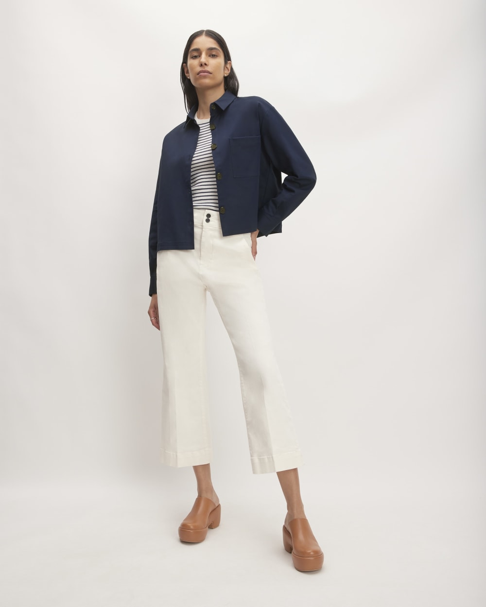 The Structured Cotton Cropped Shirt | Navy