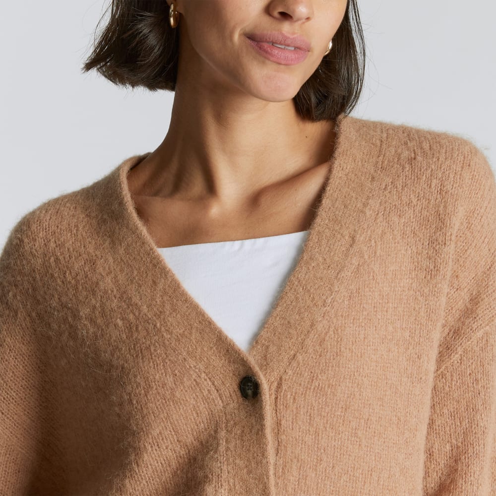 The Alpaca V-Neck Cropped Cardigan | Warm Taupe