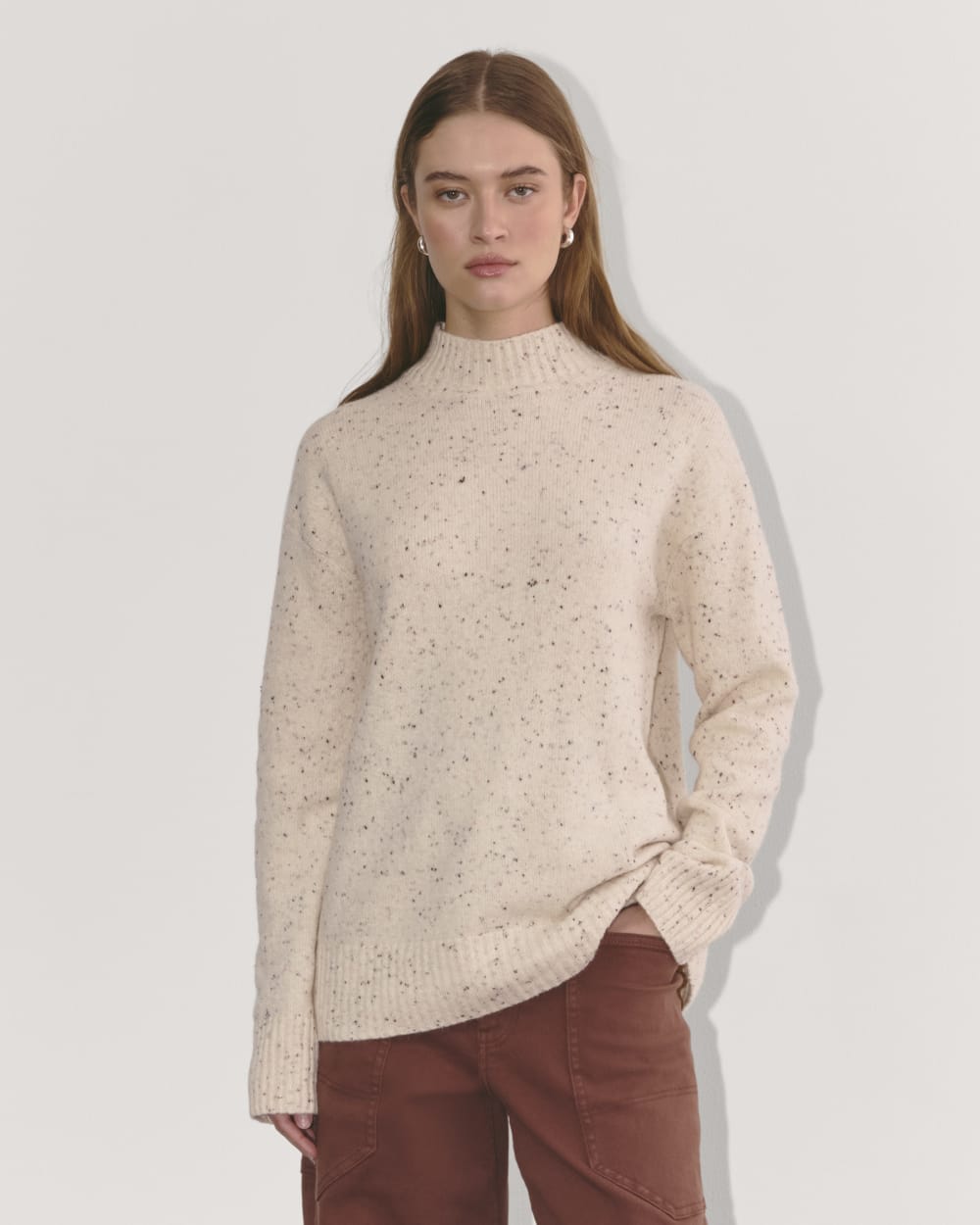 The Mockneck Sweater in Plush Cotton | Cream Confetti