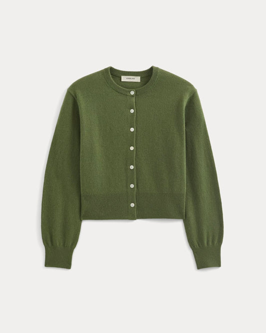 Cashmere Cropped Cardigan | Forest Green