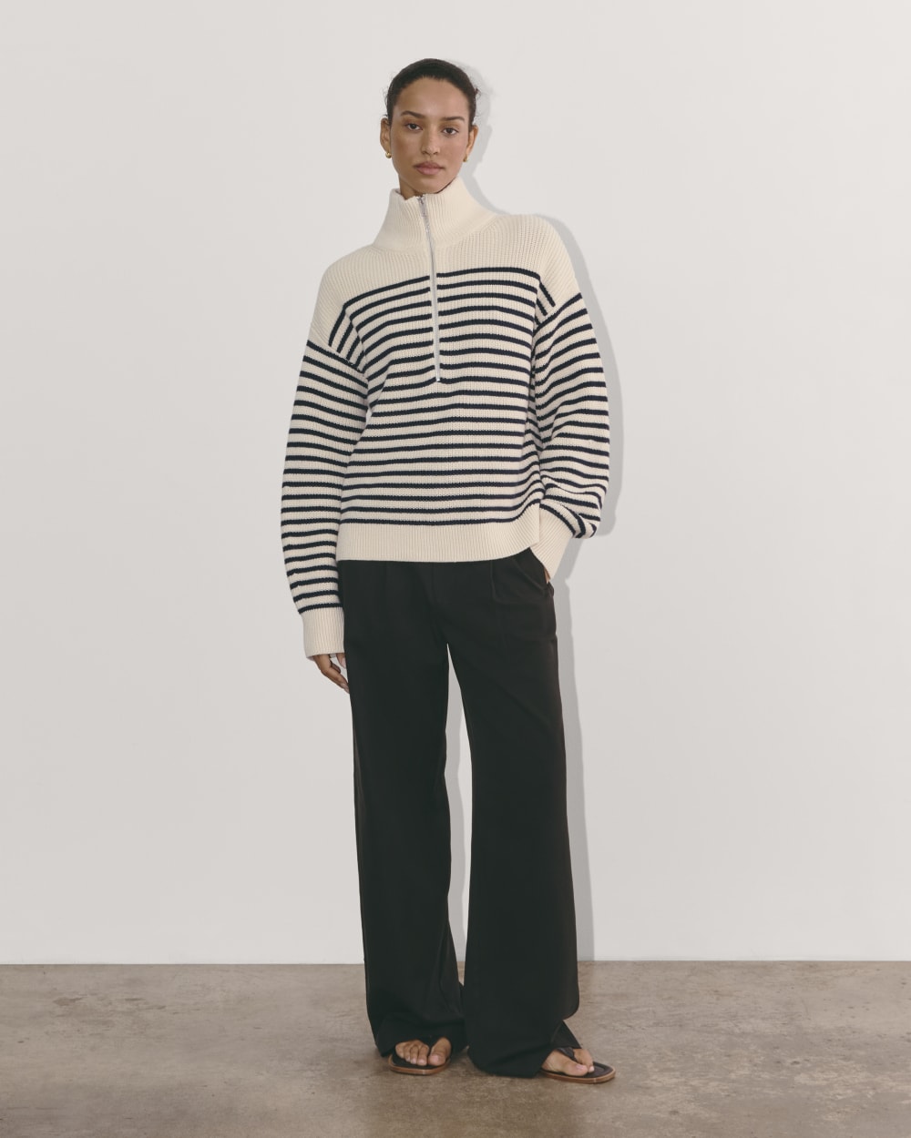 The Half-Zip in Everyday Cotton | Canvas / Navy