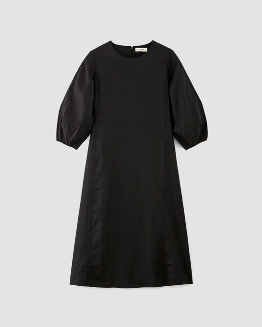 The Linen A-Line Midi Dress | Black