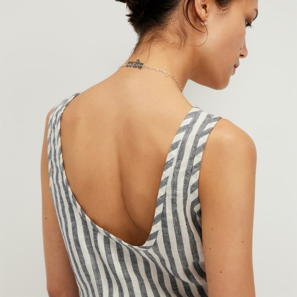 The Scoop Tank in Linen | Bone / Navy