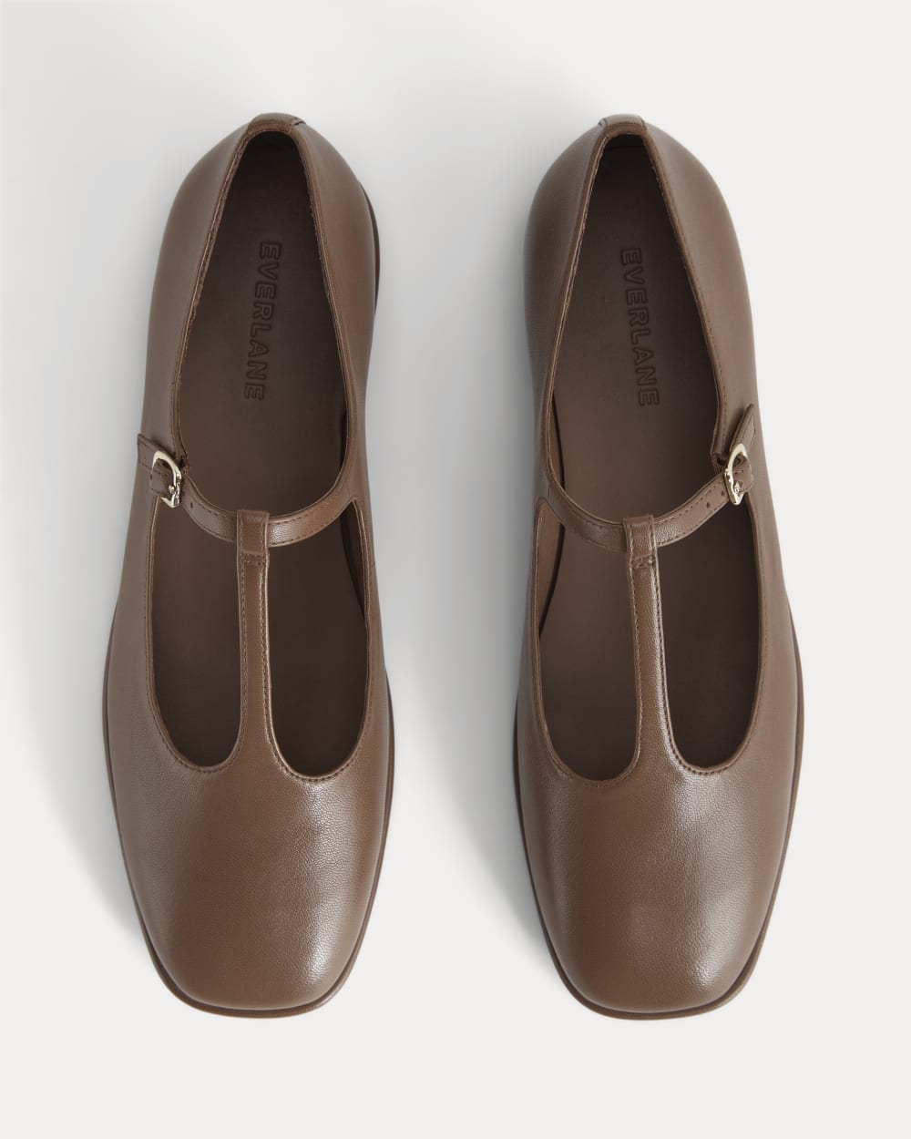 The Leather T-Strap Flat | Rum