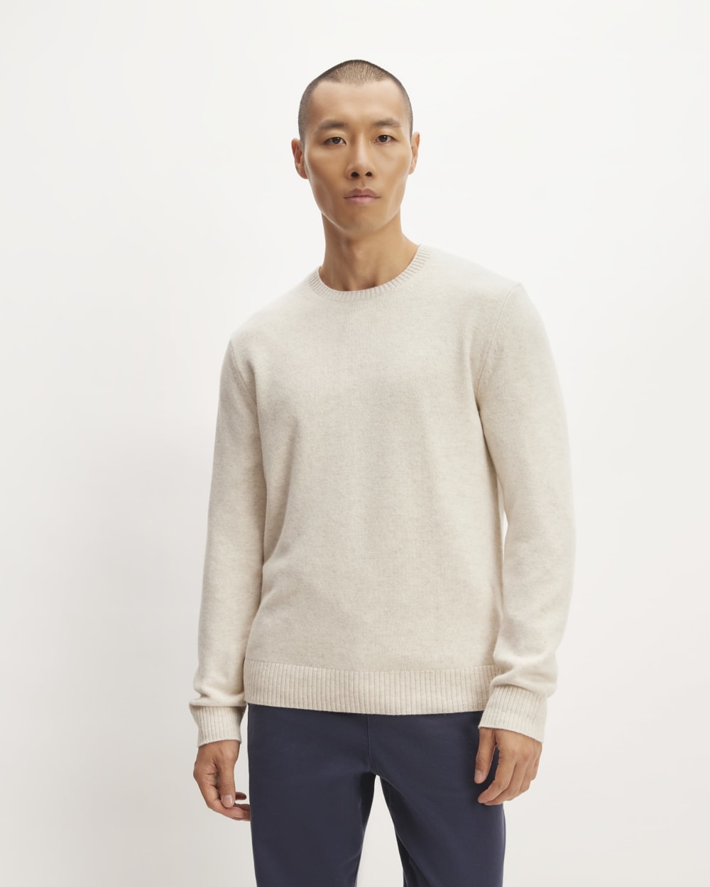 The Premium Merino Crew Neck Sweater | Heathered Oat