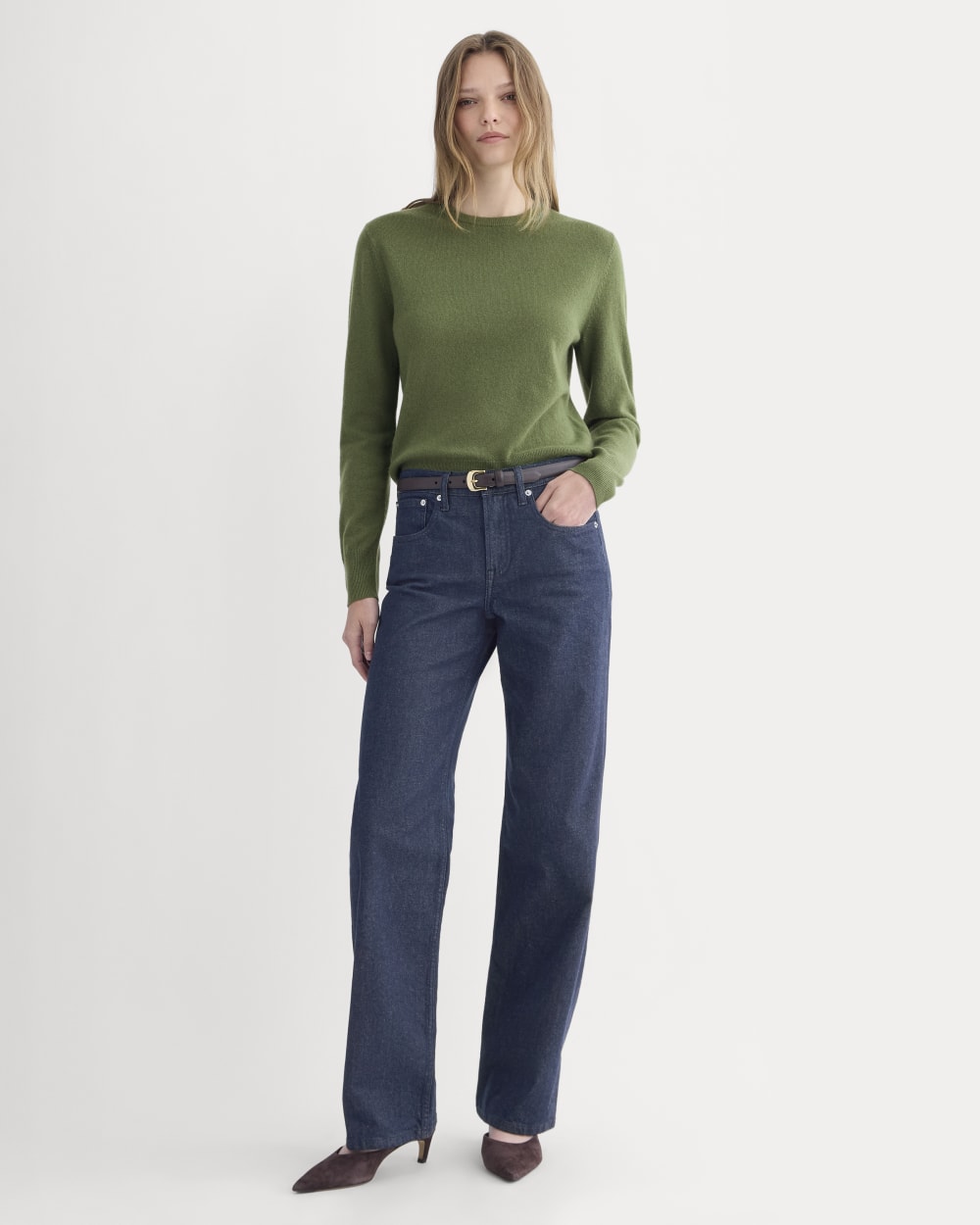 Cashmere Slim Crew Sweater | Forest Green