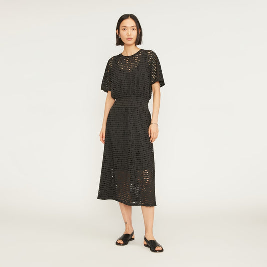 The Eyelet Waisted Dress | Black