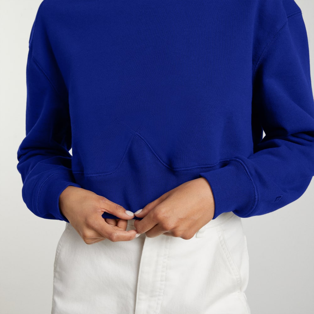 The Organic Cotton Cropped Crew | Cobalt