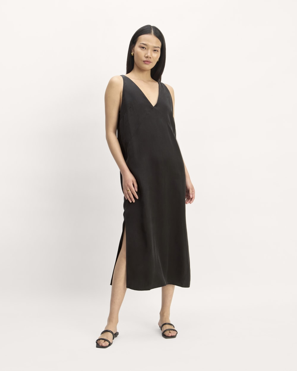The TENCEL™ Midi Slip Dress | Black