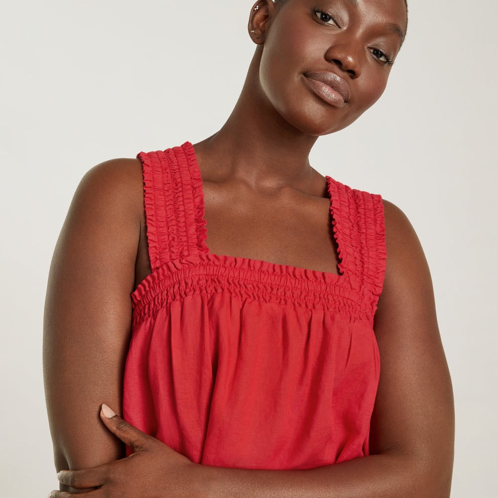 The Smocked Linen Dress | Goji Berry